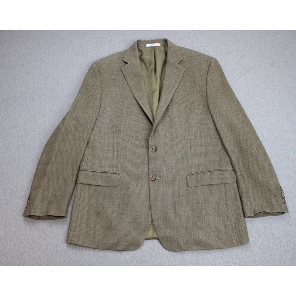 Lauren Ralph Lauren Blazer Men 42R Houndstooth Silk Wool 2 Button‎ Notch Lapel